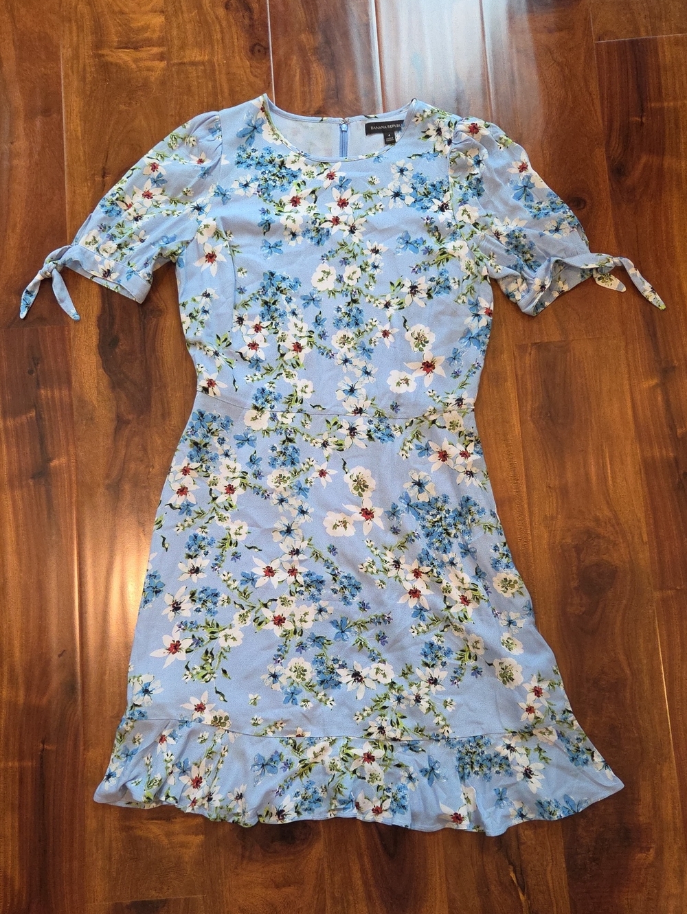 Banana Republic Tie Sleeve Floral Ruffle Dress